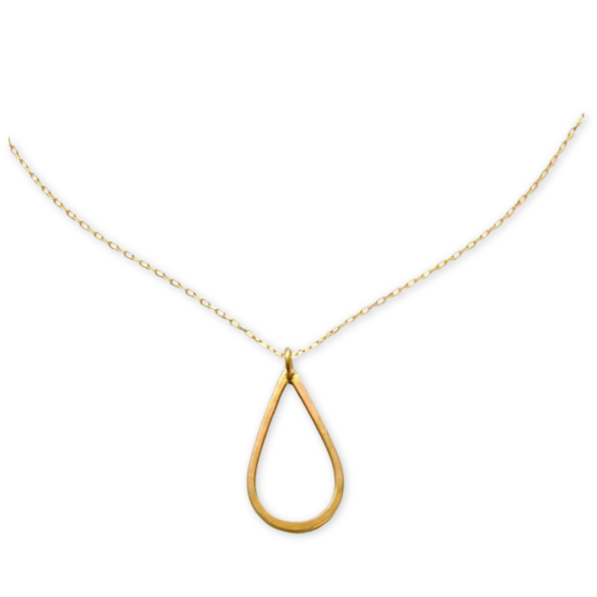chain necklace with a simple thin tear drop cut out pendant