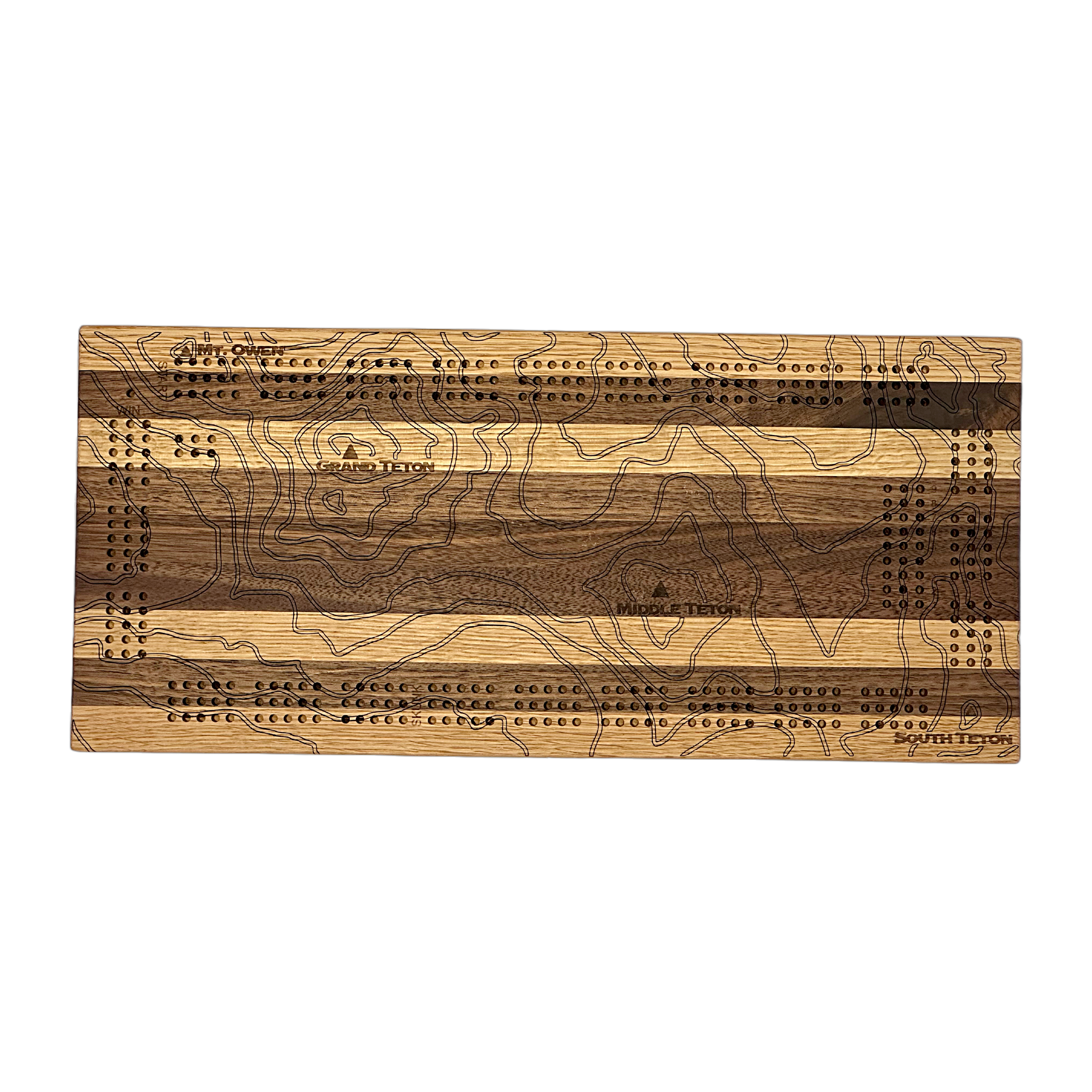 Jackson Topo Map Wooden Cribbage Board
