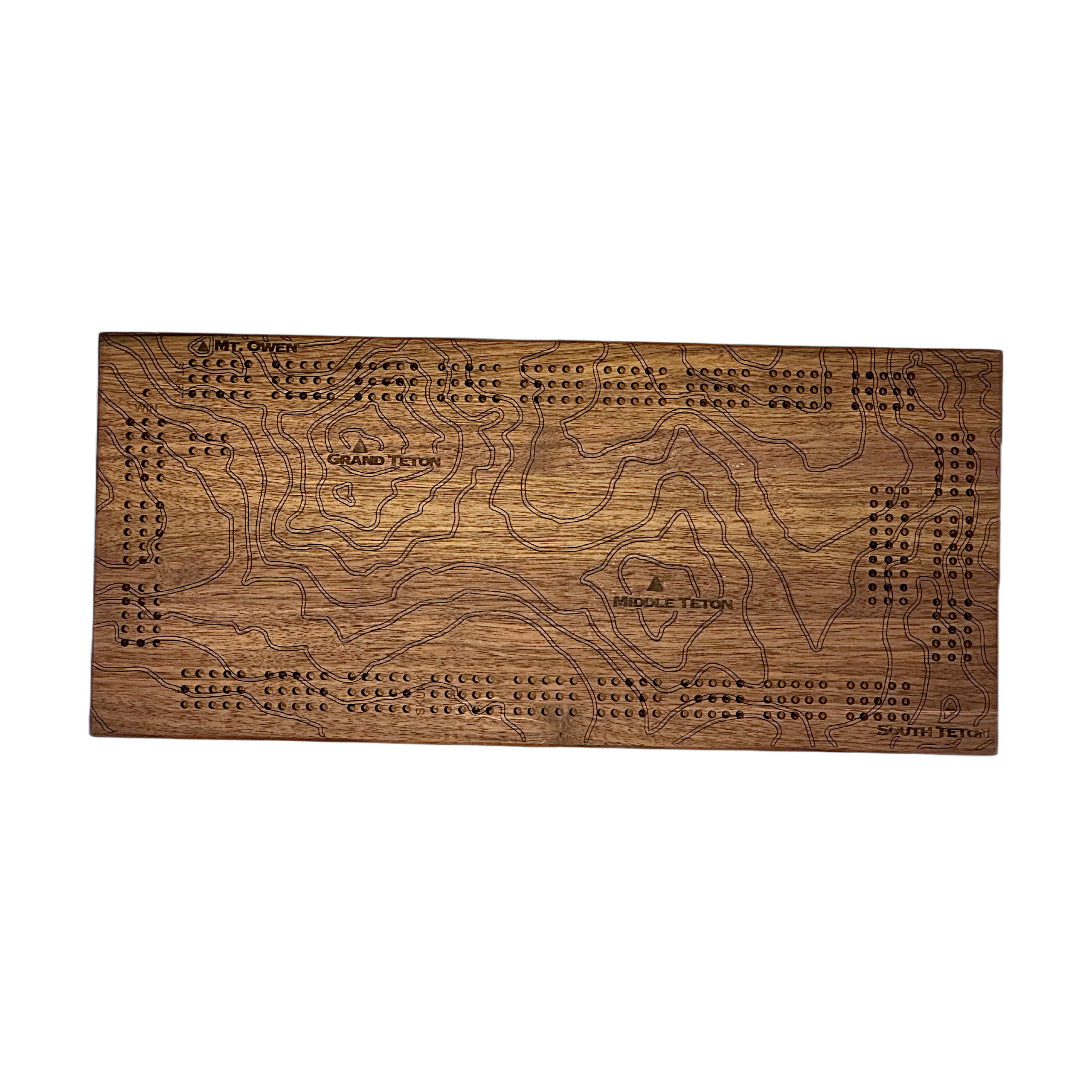 Jackson Topo Map Wooden Cribbage Board