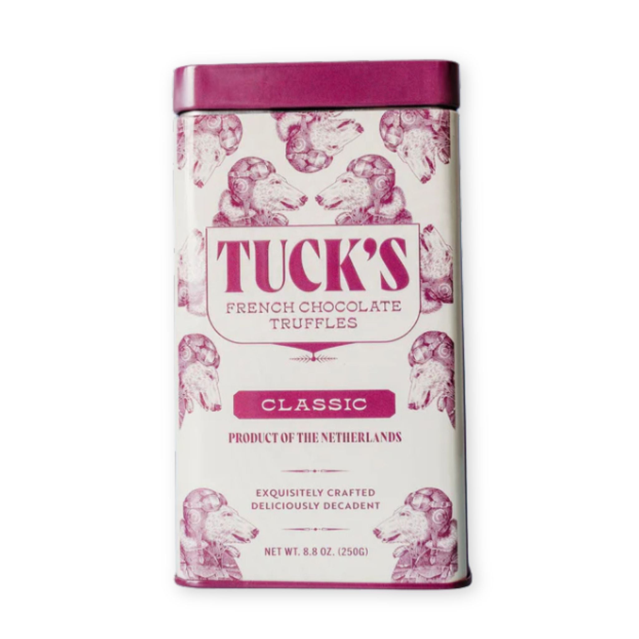 Tuck's French Chocolate Truffles packaging with pink and white design