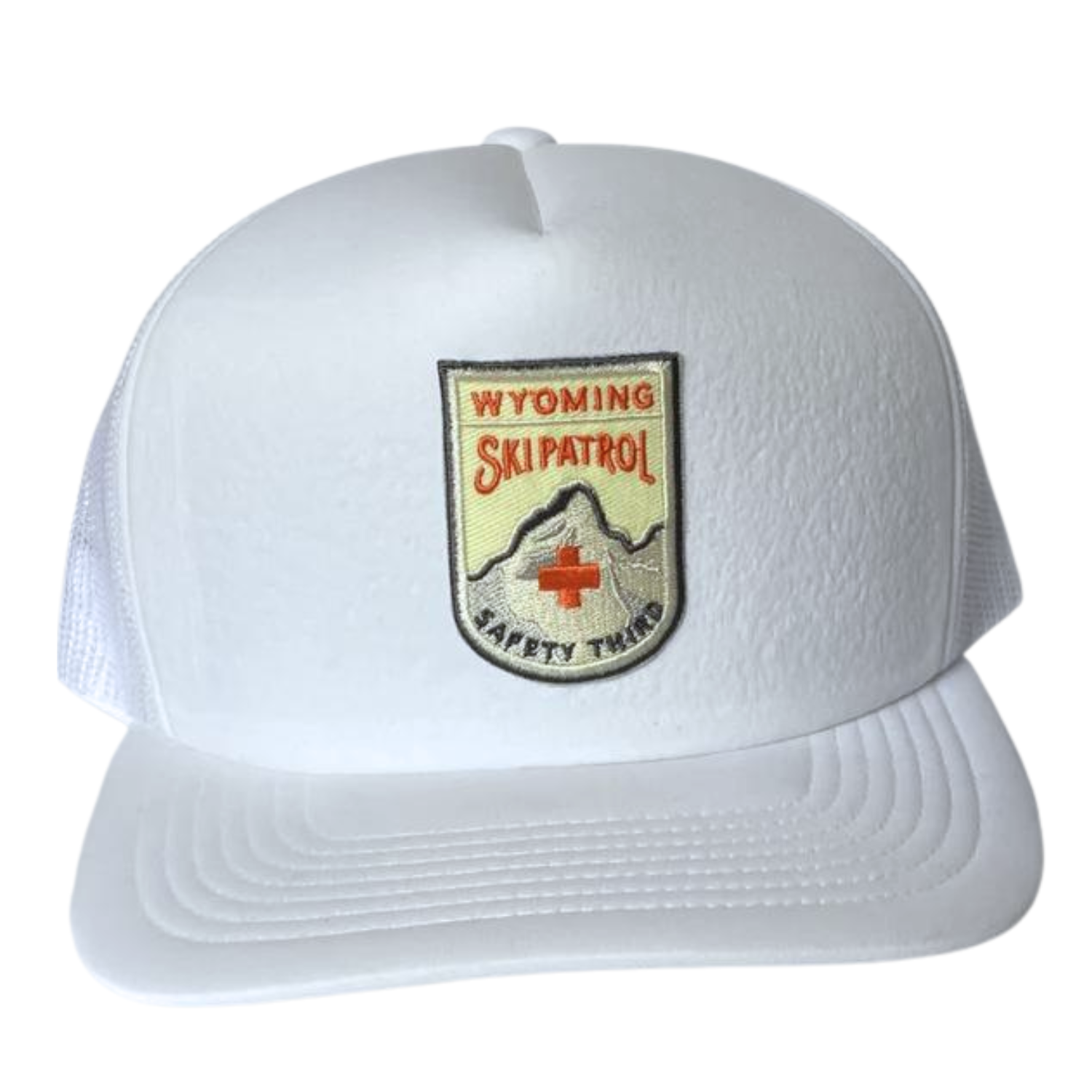 White Foam Trucker Wyoming Ski Patrol Patch Hat