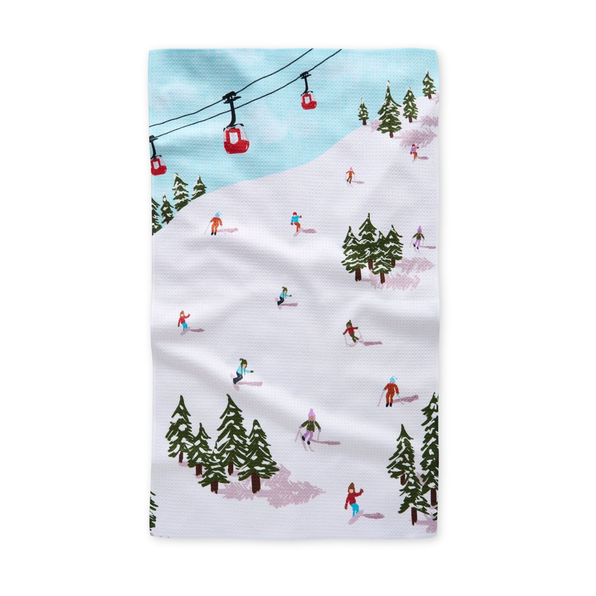 Winter Skiing Trip Kitchen Towel
