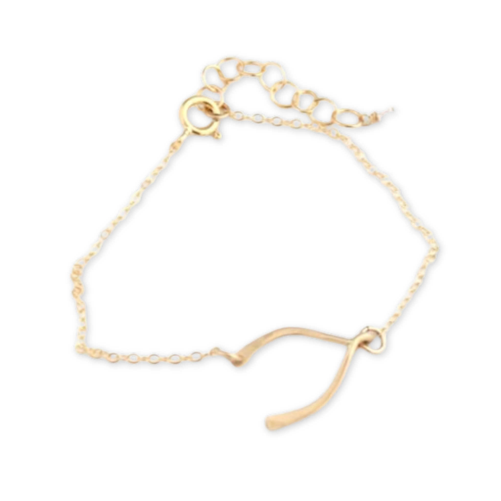 dainty adjustable bracelet with a tiny wish bone