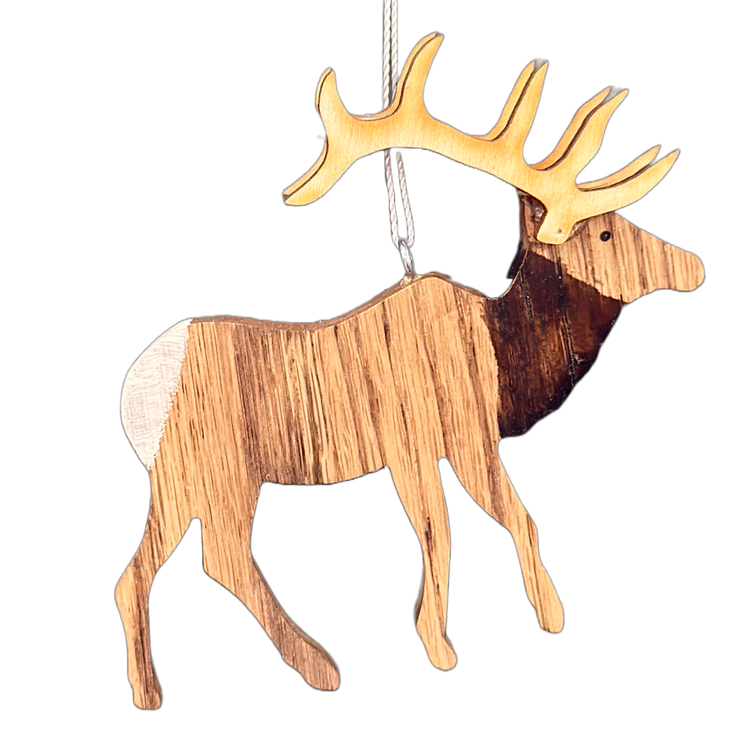 Hand Crafted Wood Elk Ornament