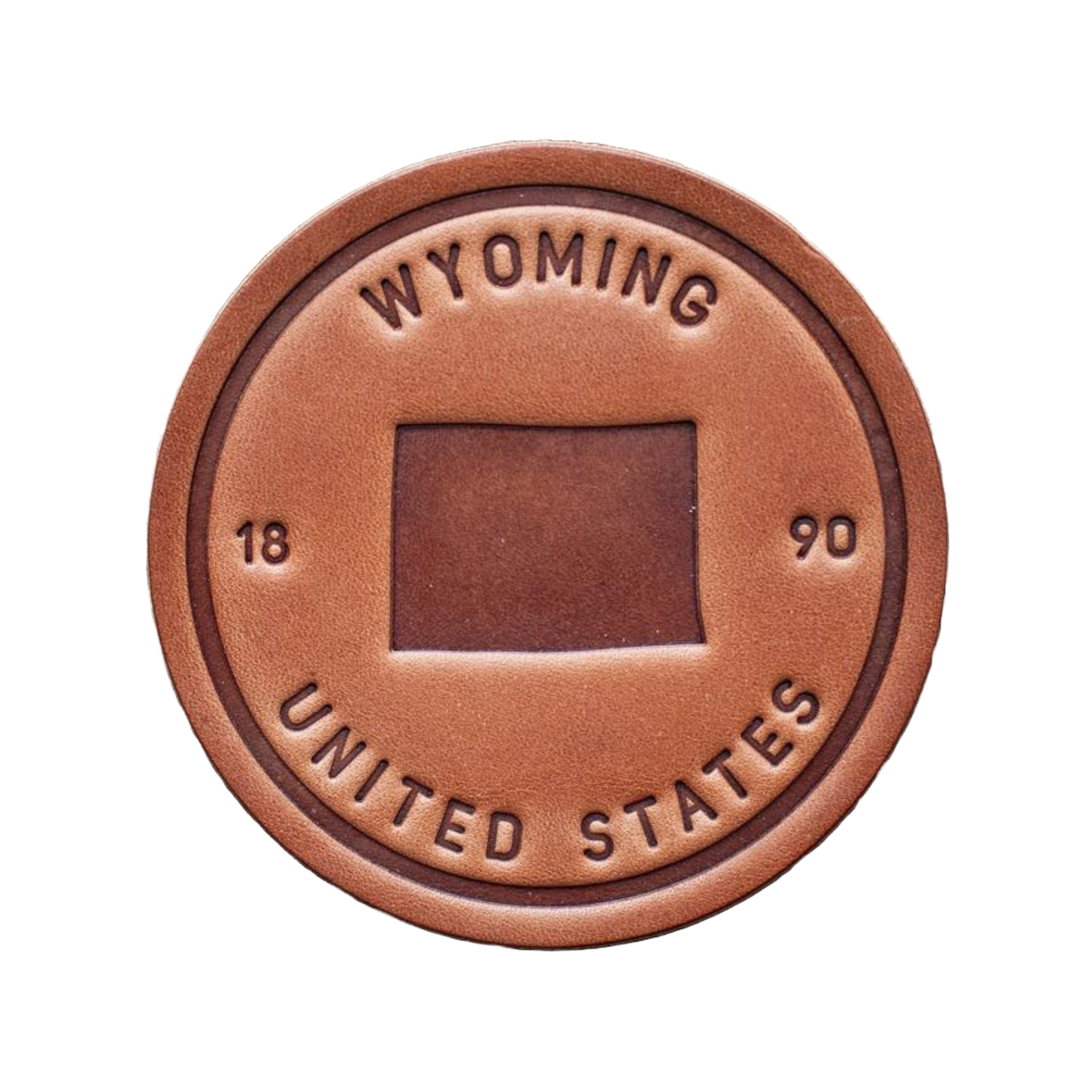 Wyoming State Silhouette Leather Coaster