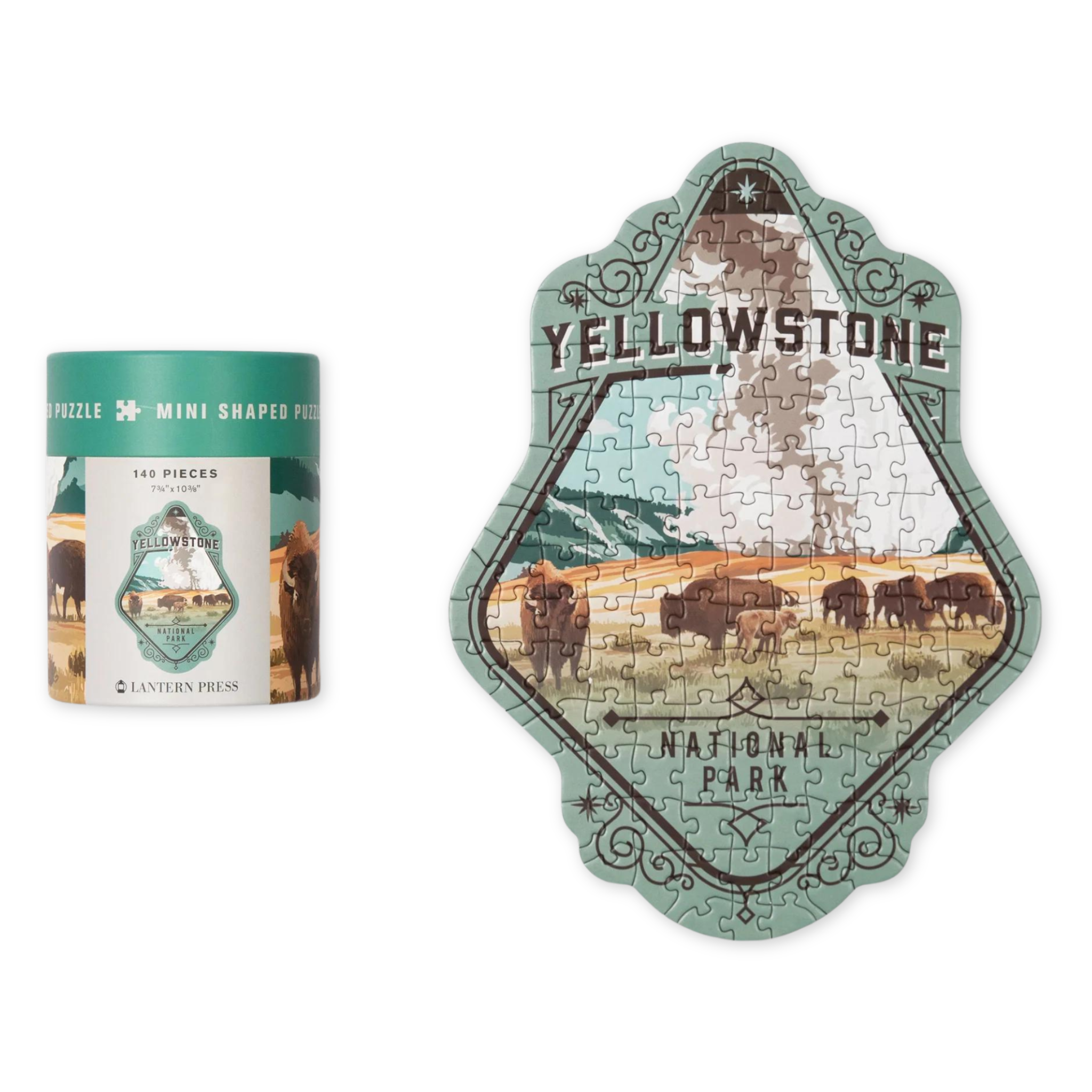 one hundred forty piece puzzle featuring yellowstone national park and a bison herd 