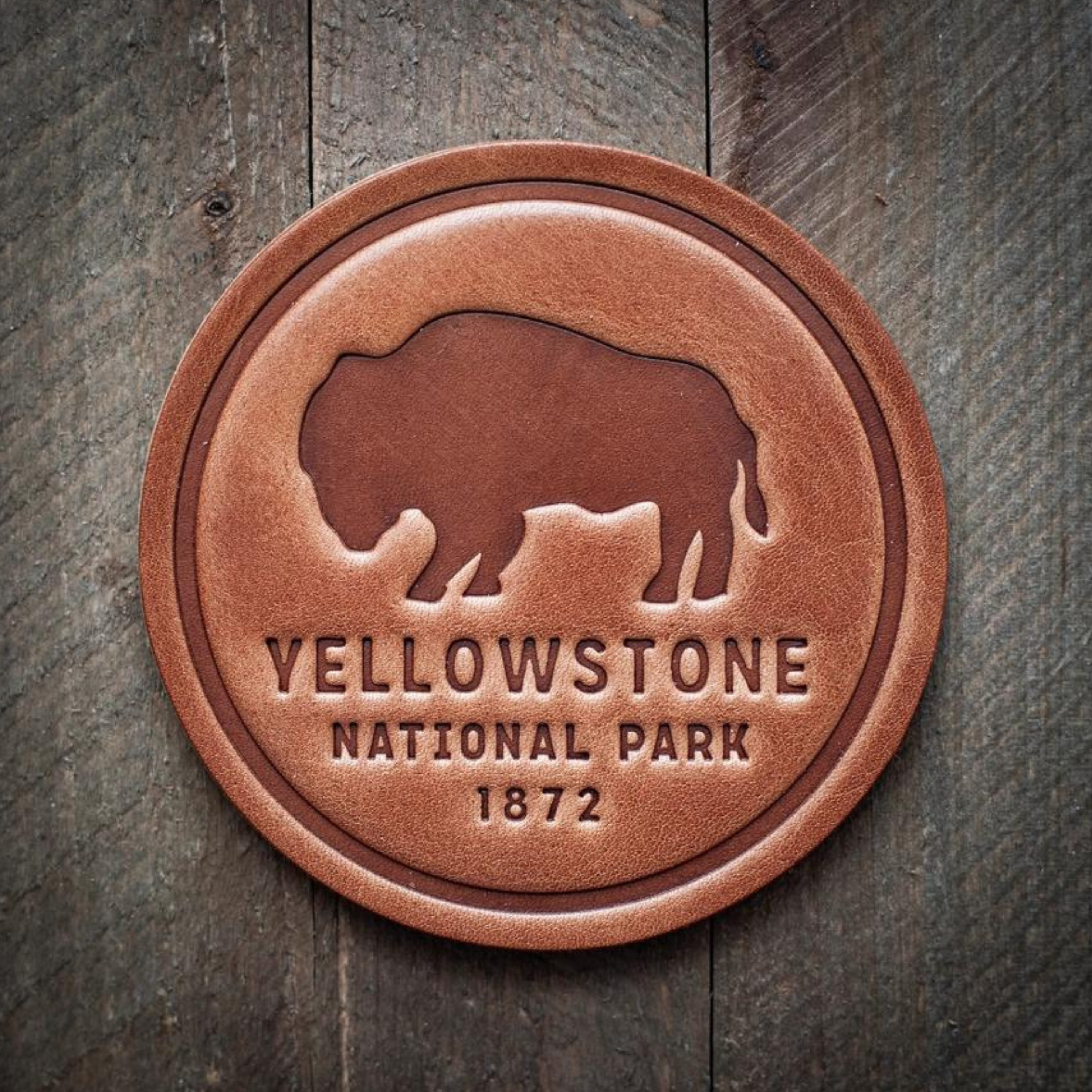 Yellowstone National Park Leather Coaster