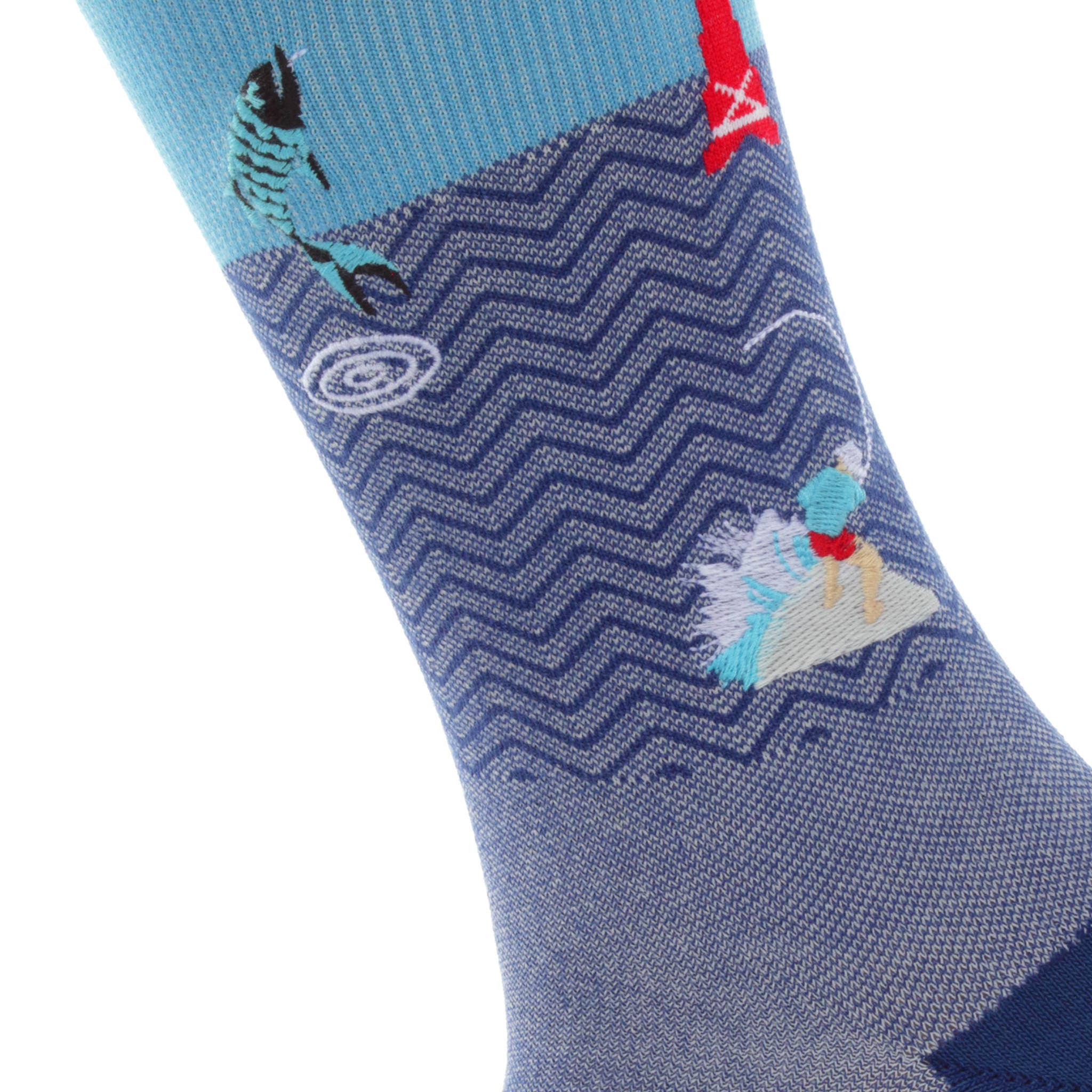 Cast King - Fishing Themed Embroidered Pima Socks