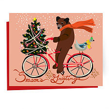 Biking Bear Holiday Note Card