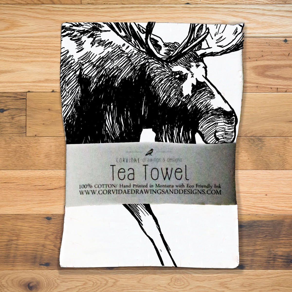 Moose Screen Printed Tea Towel