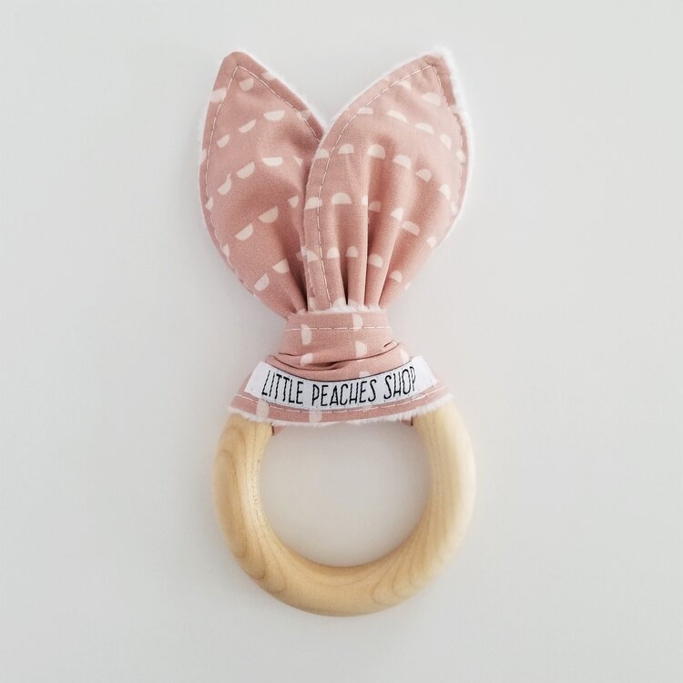 Bunny Teether in Blush Clouds
