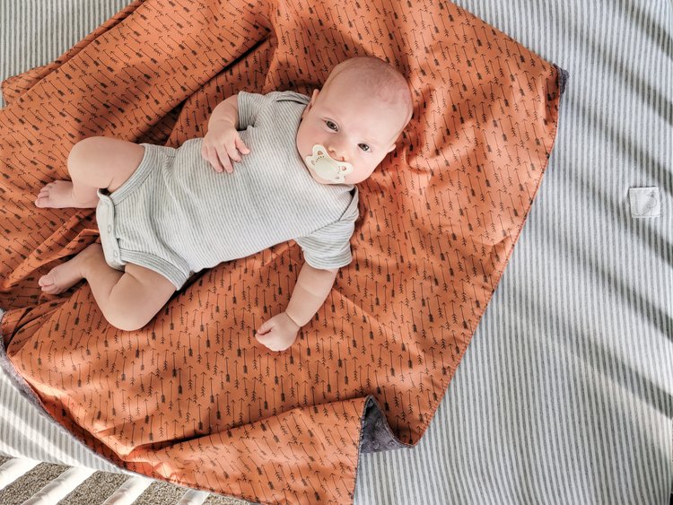 Minky Baby Blanket in Clay Arrows