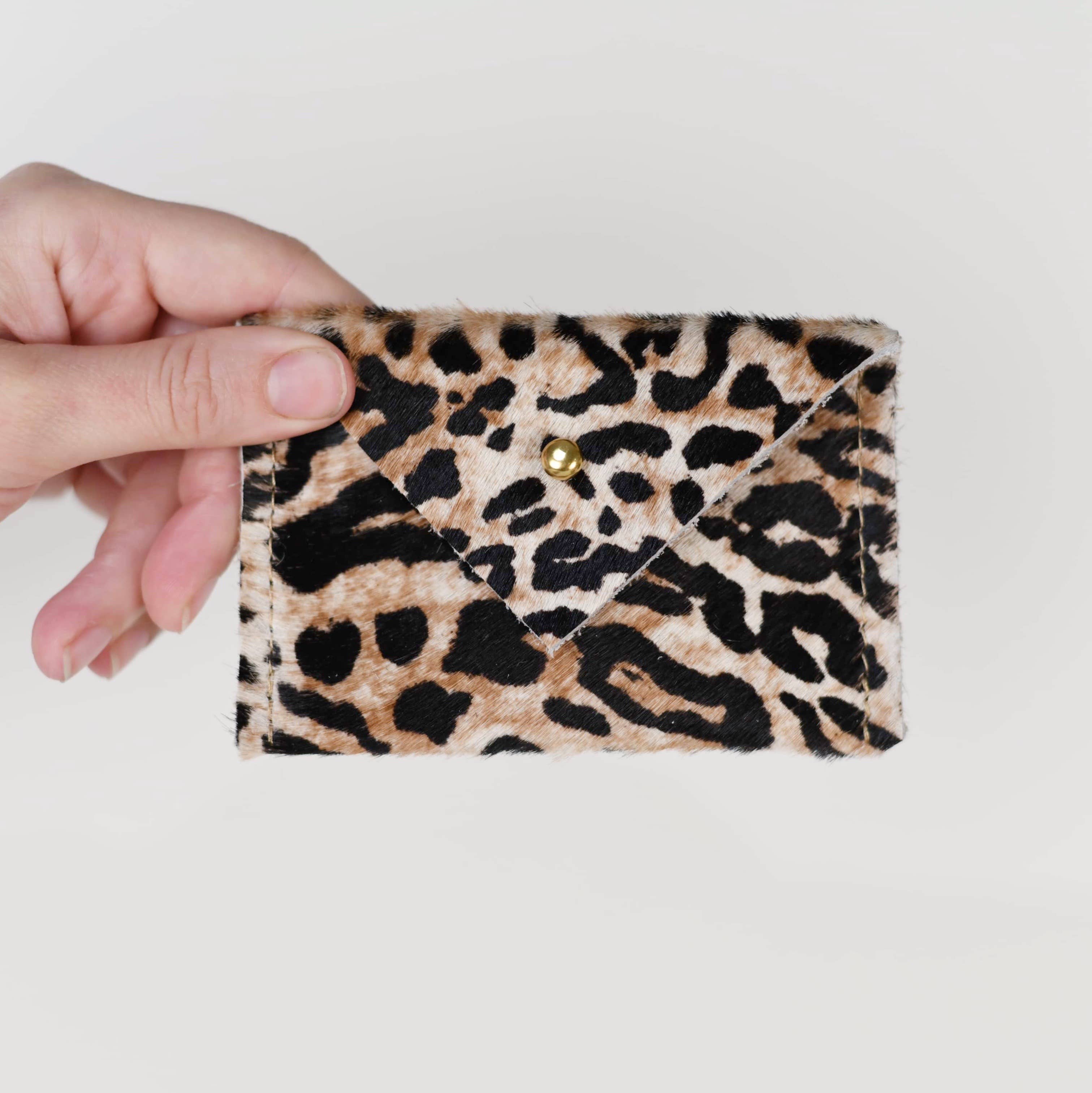 Animal Print Cowhide Card Wallet - Cheetah