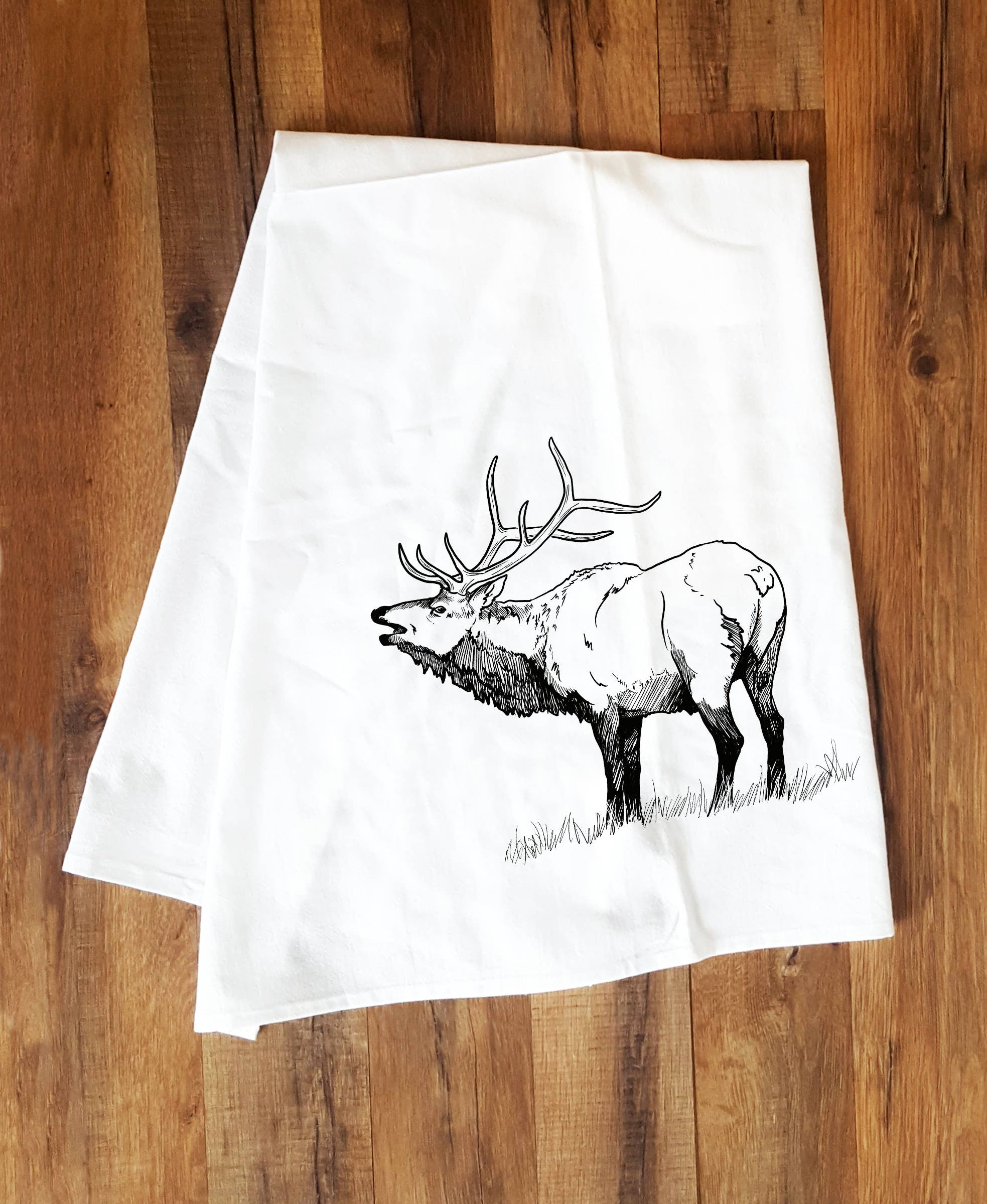 Elk Screen Printed Tea Towel