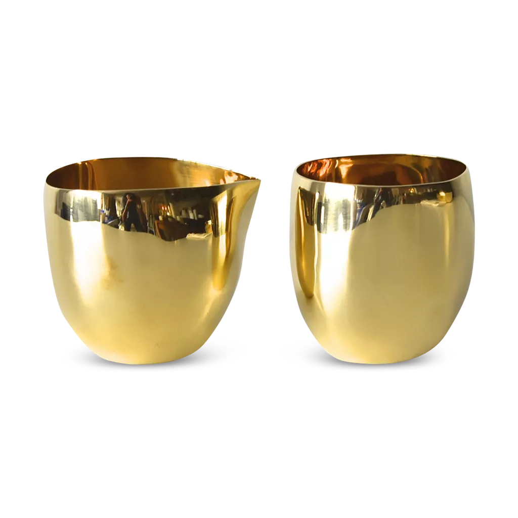 Sculpt Creamer &amp; Sugar Set in Brass
