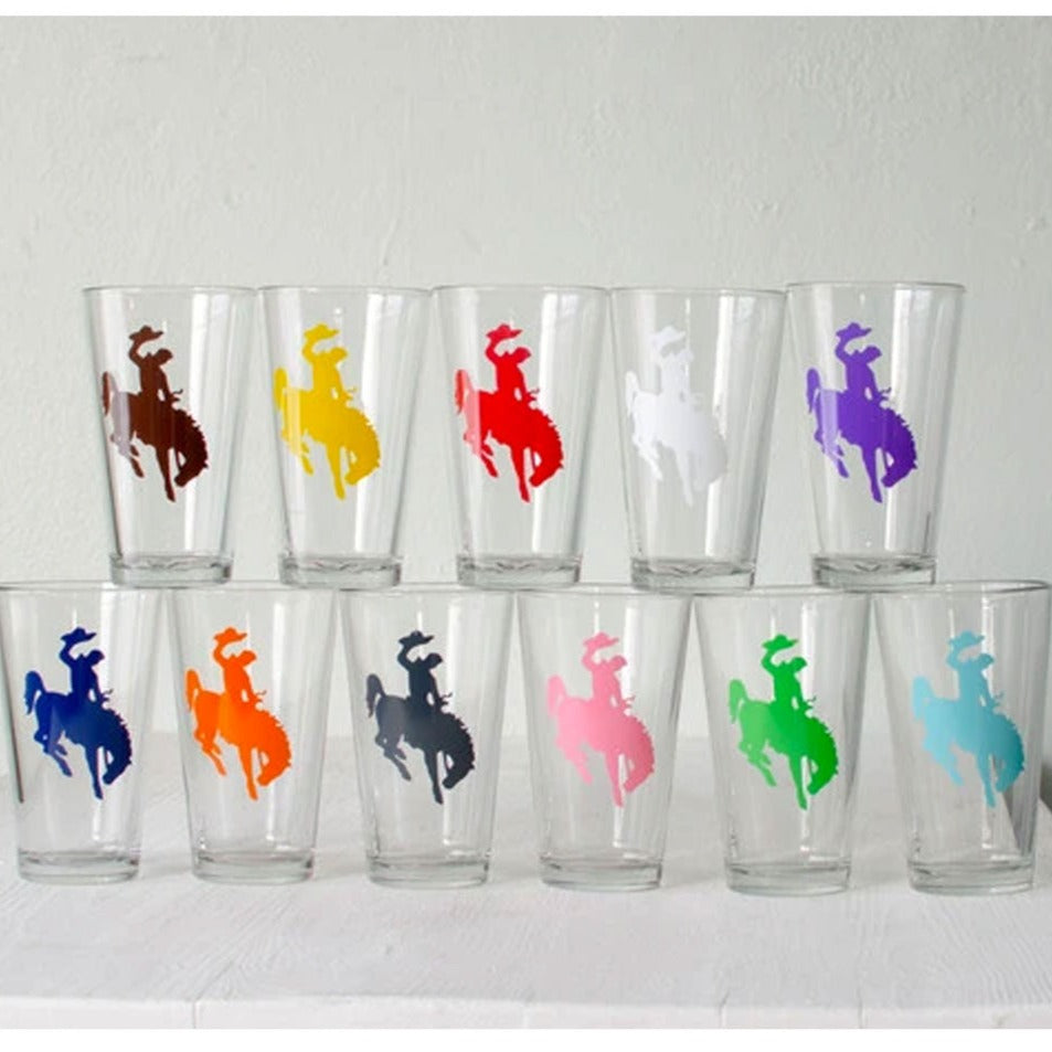 Bucking Bronco Pint Glass