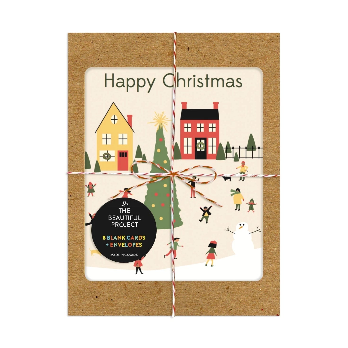 Happy Christmas Village Card Box - Set of 8