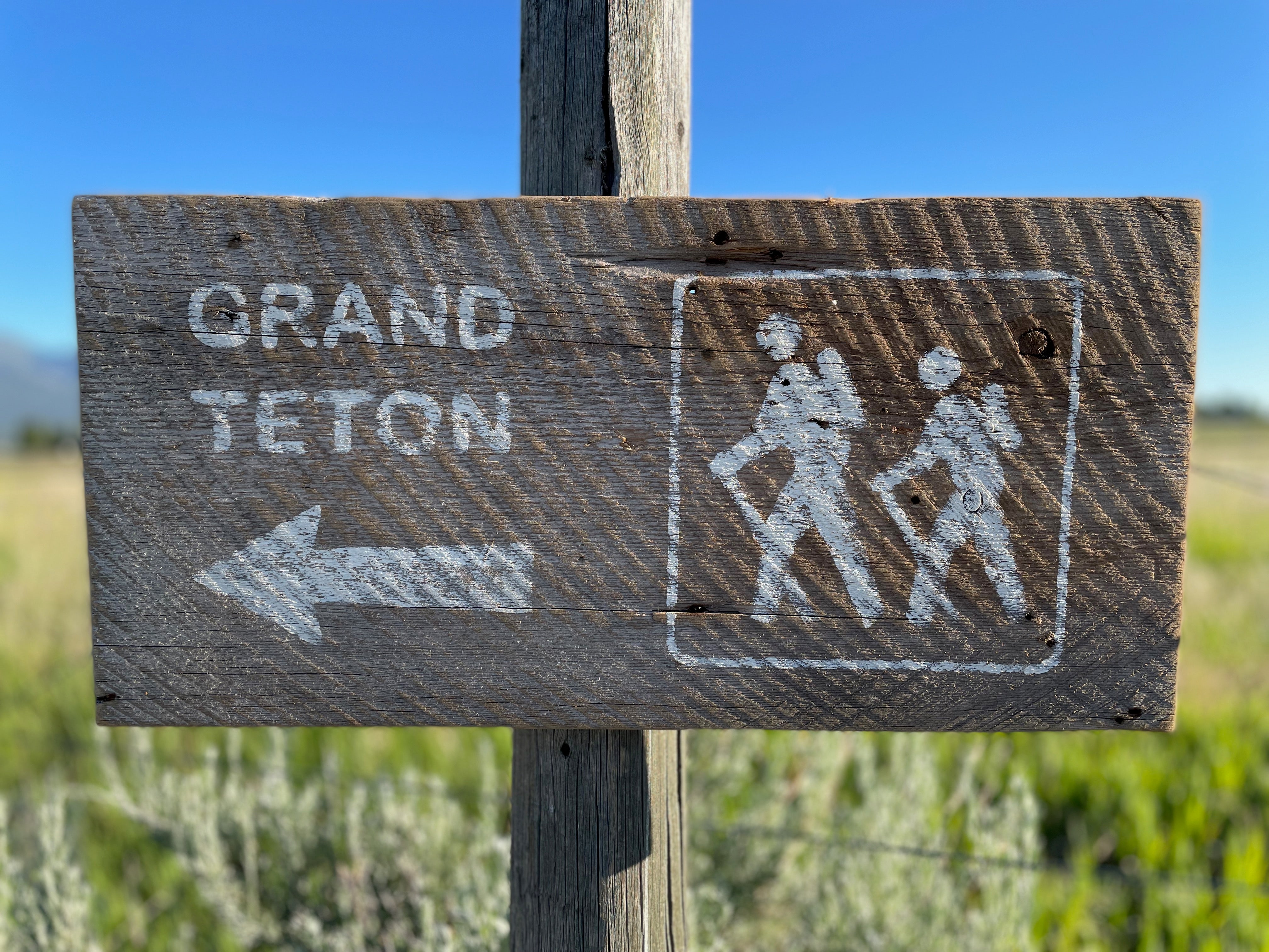 Grand Teton Directional Barnwood Sign