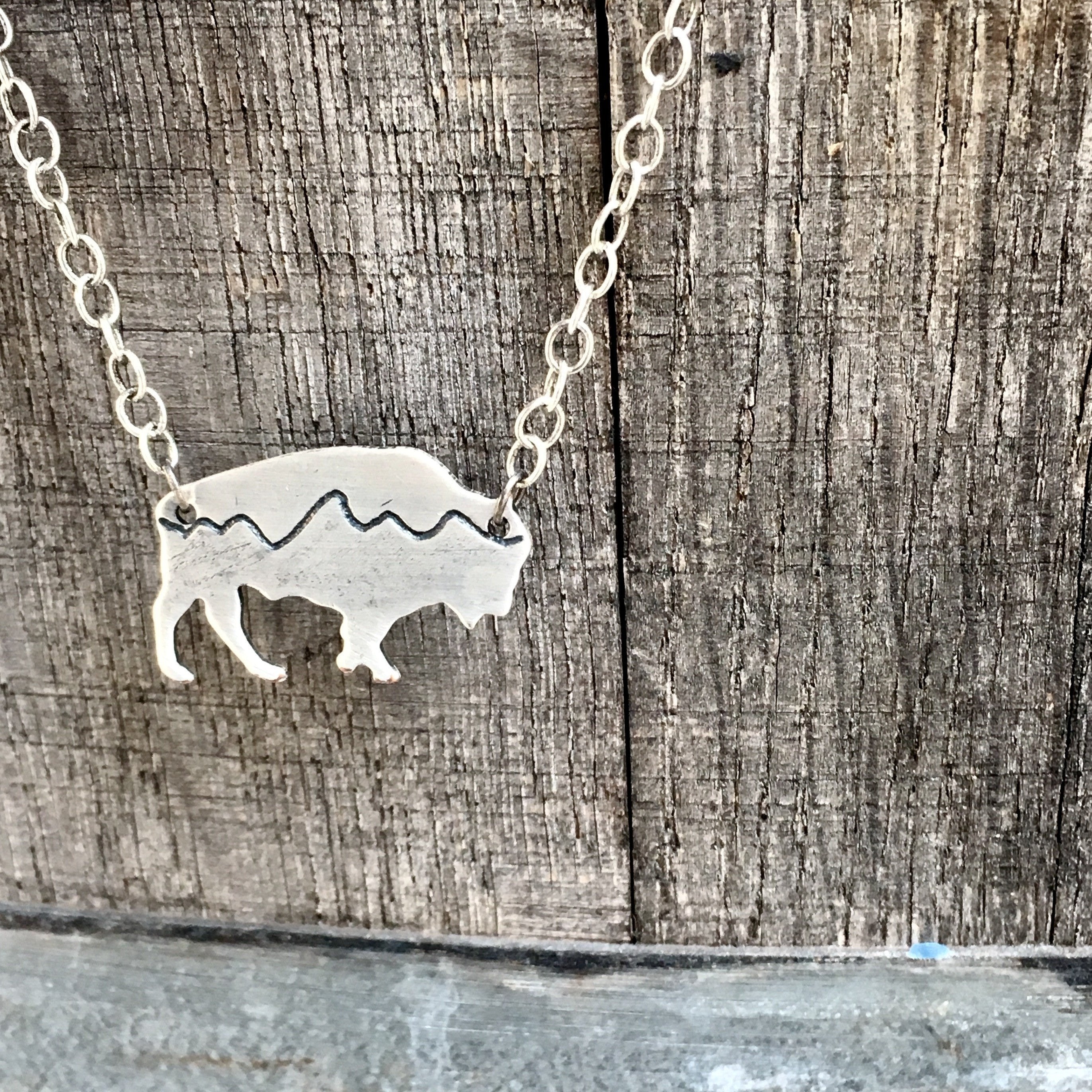 Bison Necklace In Silver