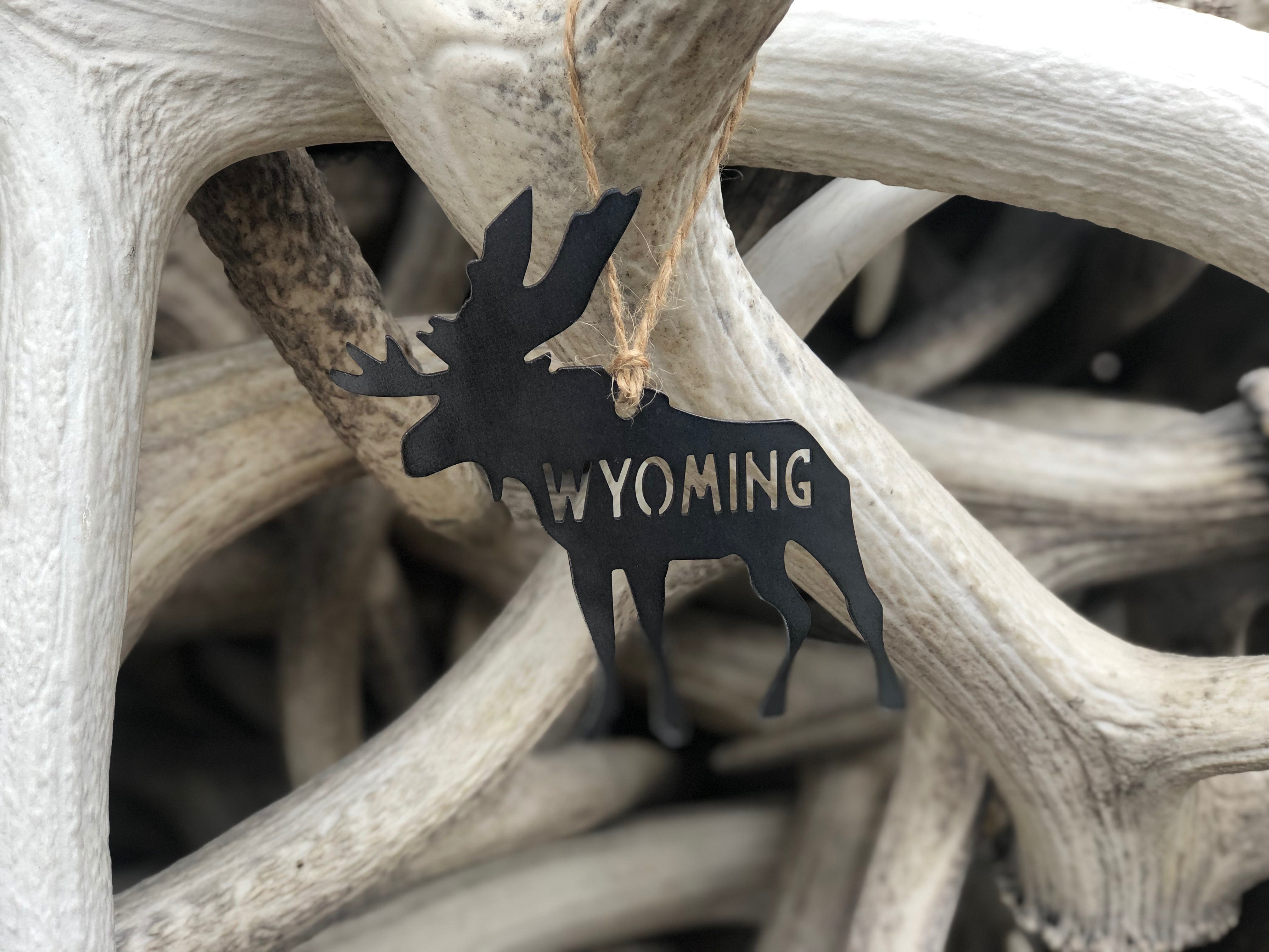Wyoming Moose Rustic Steel Ornaments