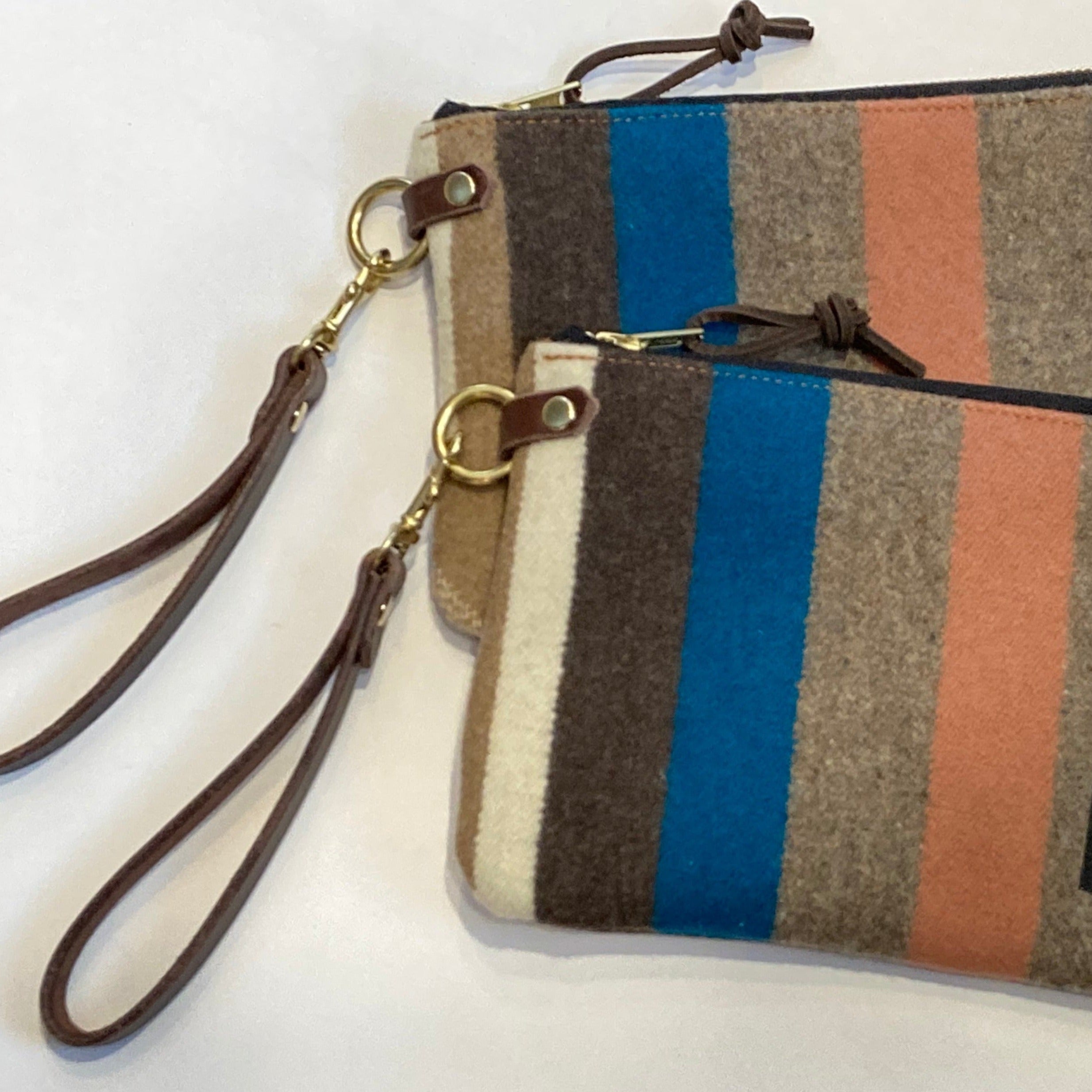 Large Pendleton Wool and Leather Zip Clutch