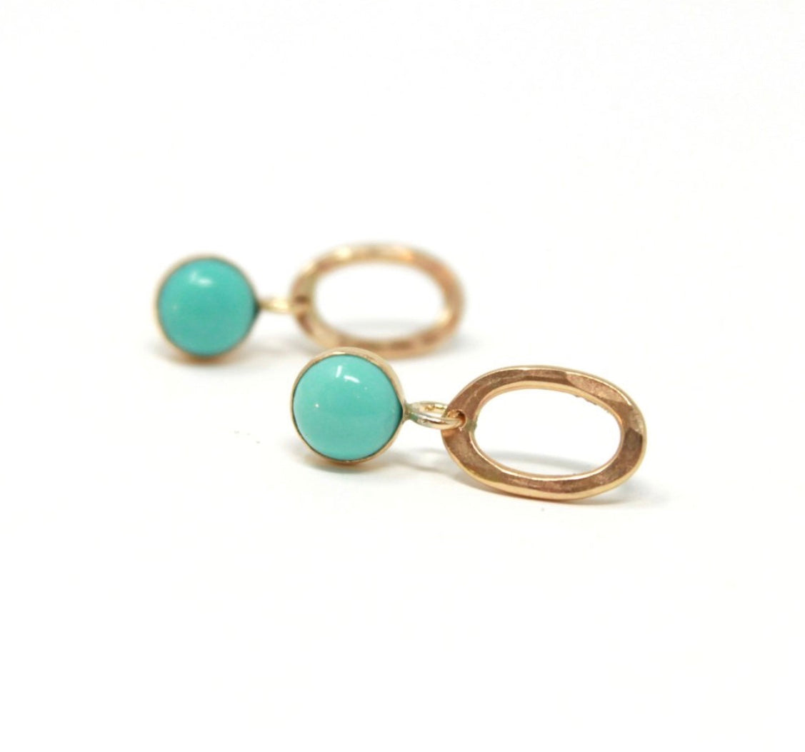 Turquoise Oval Drop Post Earrings