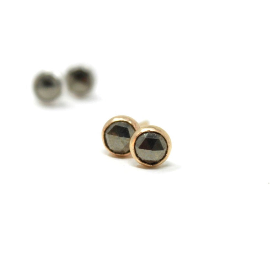 Faceted Pyrite Stud Earrings