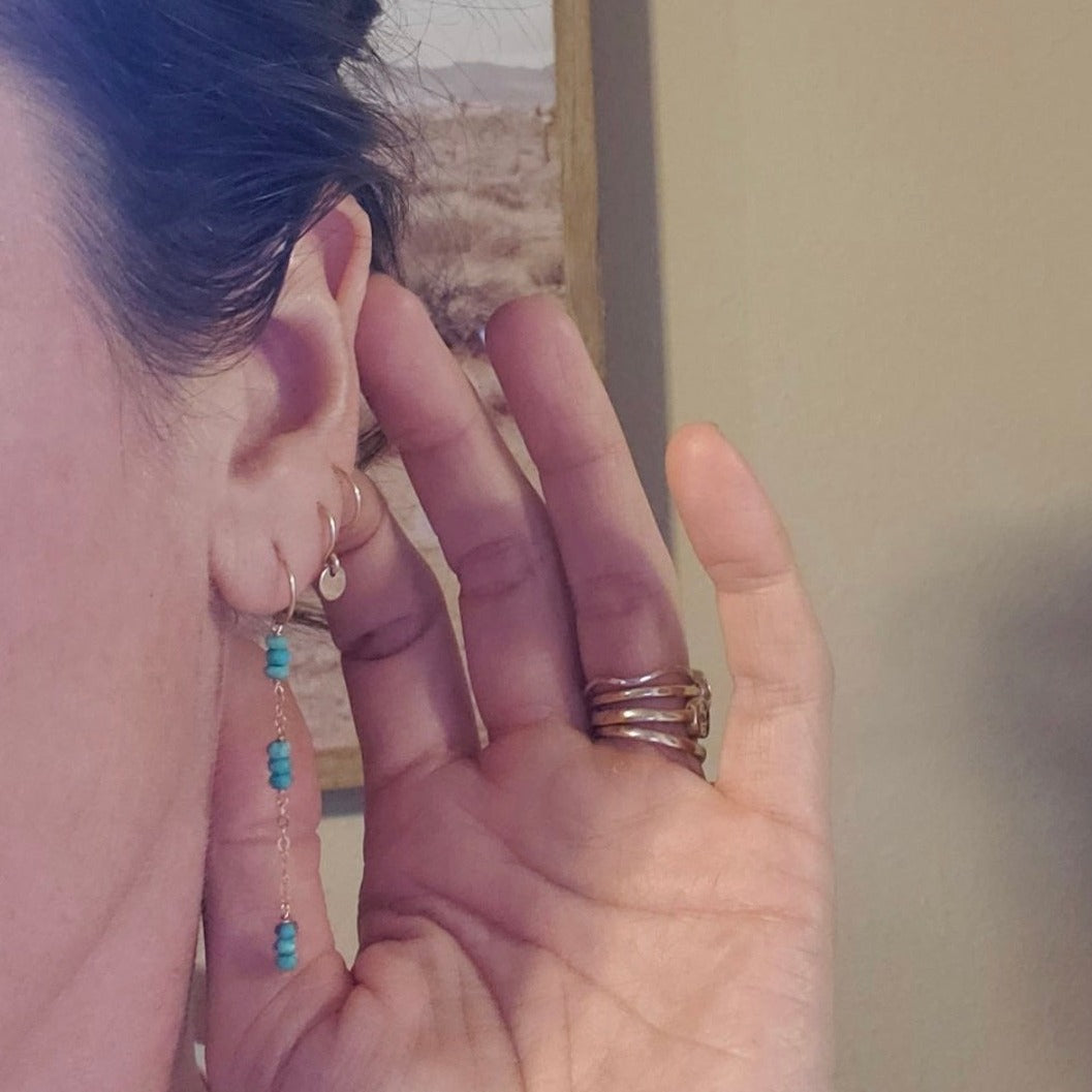 Lobe Hugger Dangle Earrings With Turquoise