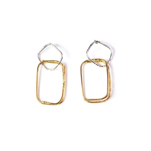 Brass & Silver Link Earrings
