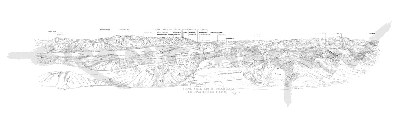 Jackson Hole Physiographic Map - Grant "Tiny" Hagen