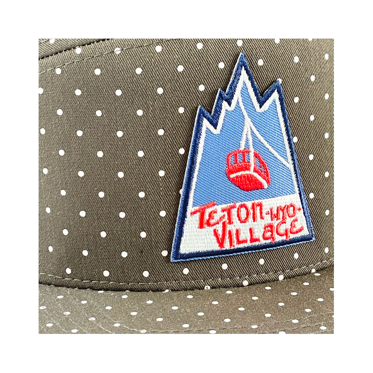 Teton Village Flat Brim Hat in Green with White Polka Dots