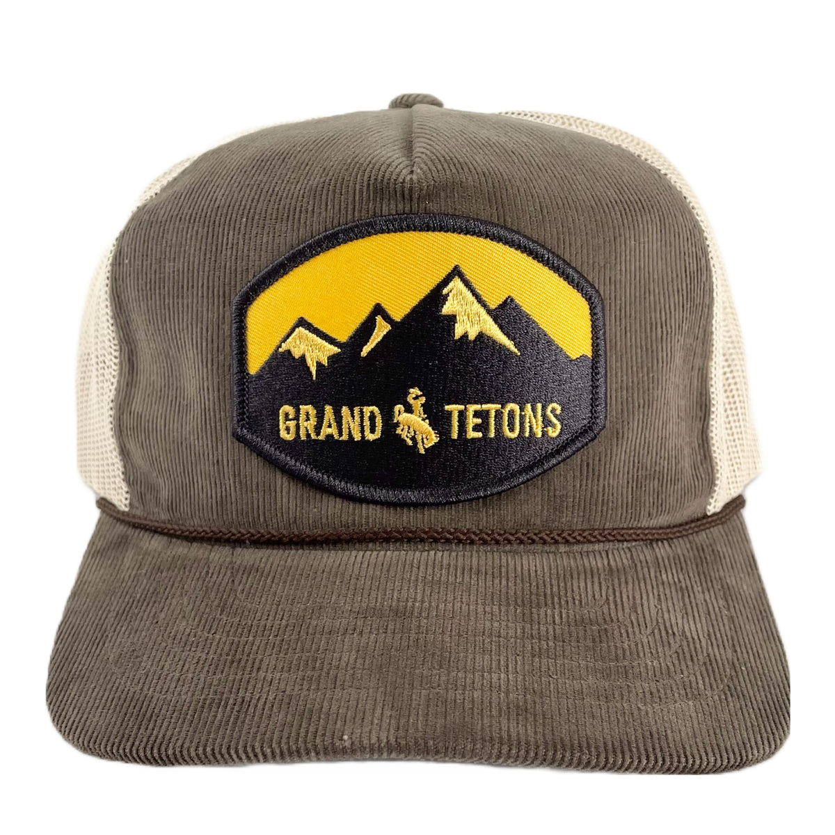 Brown and Sand Mesh Back Grand Tetons Patch Trucker Hat