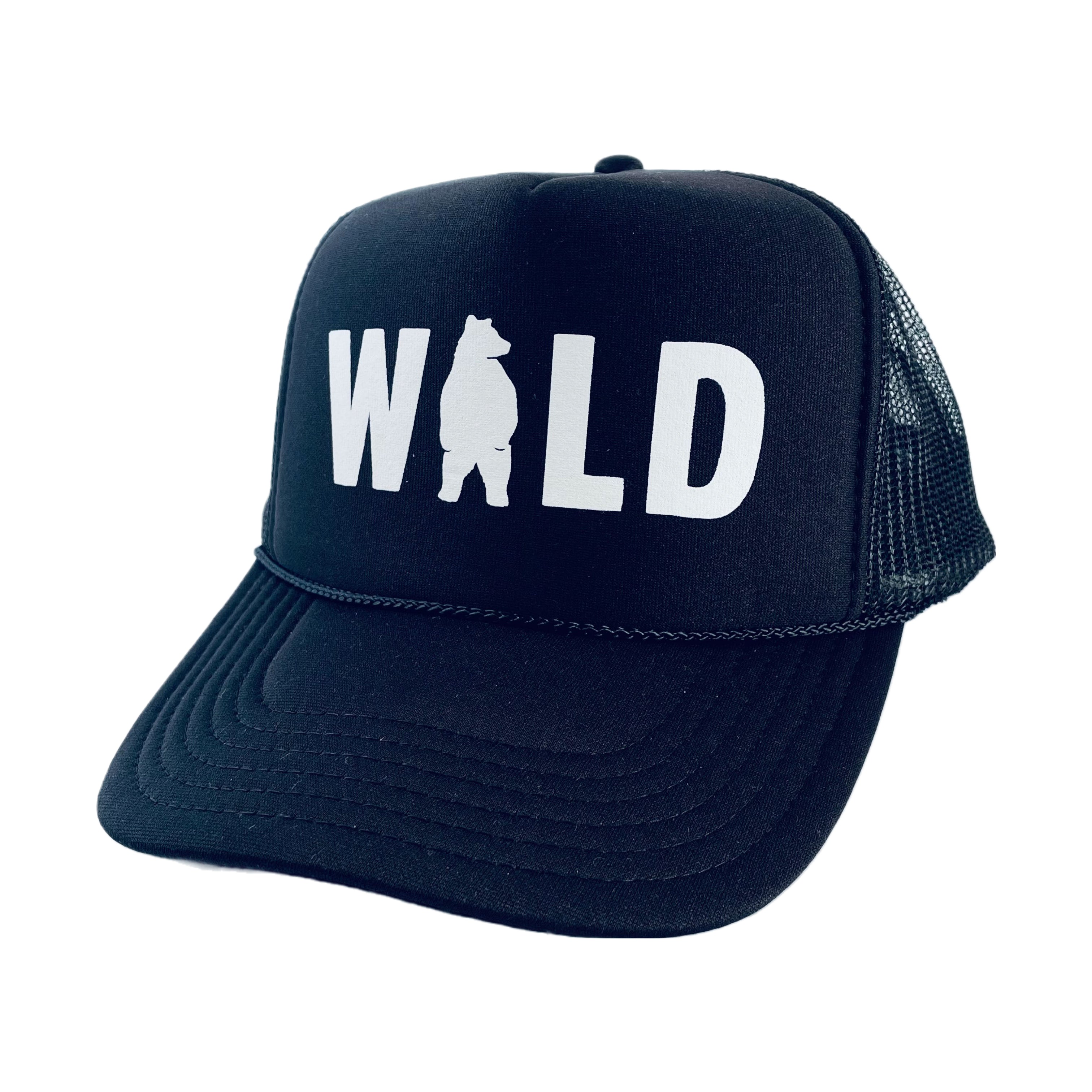 Black WILD Bear Foam Trucker Hat