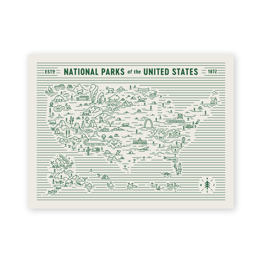 National Parks Illustrated Print