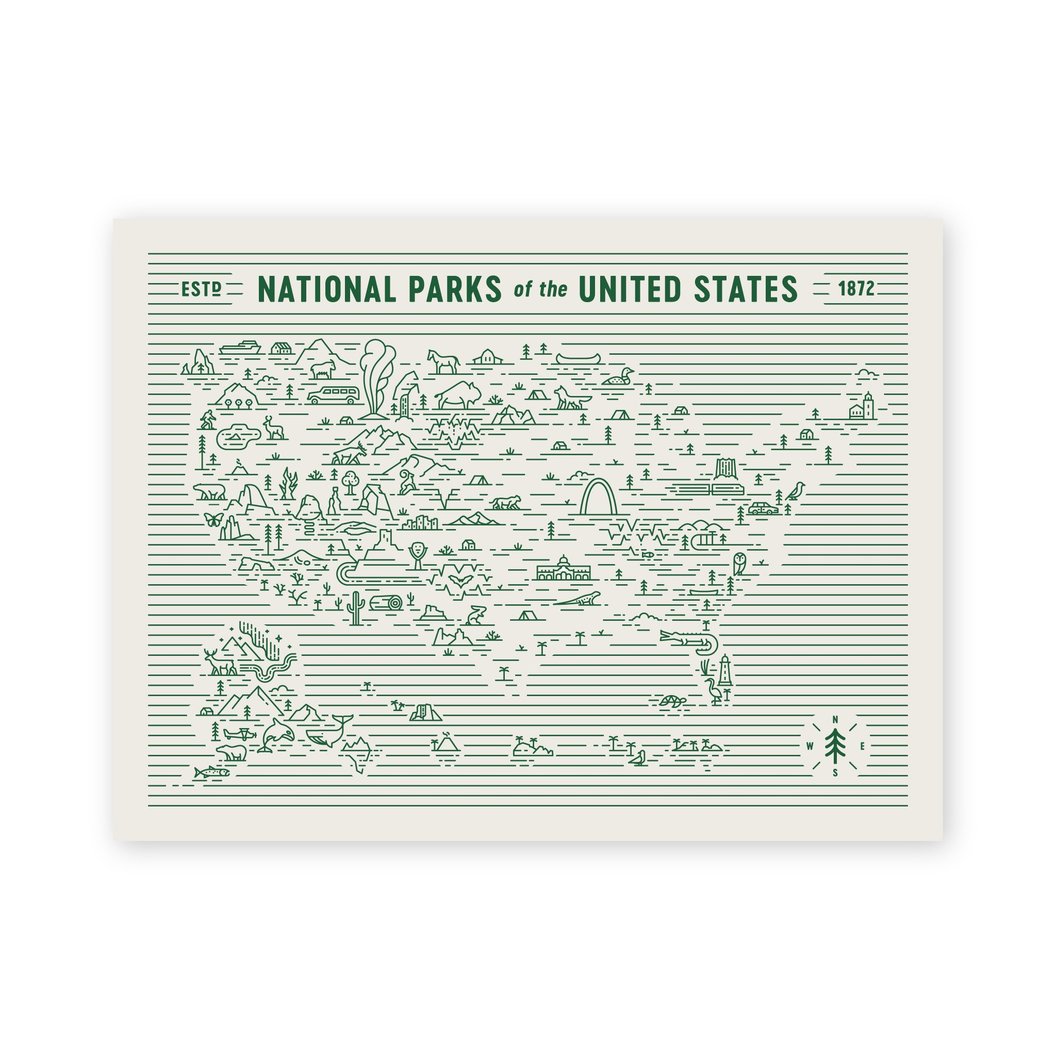 National Parks Illustrated Print