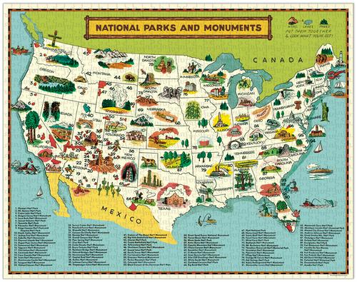 National Parks Map 1000 Piece Puzzle
