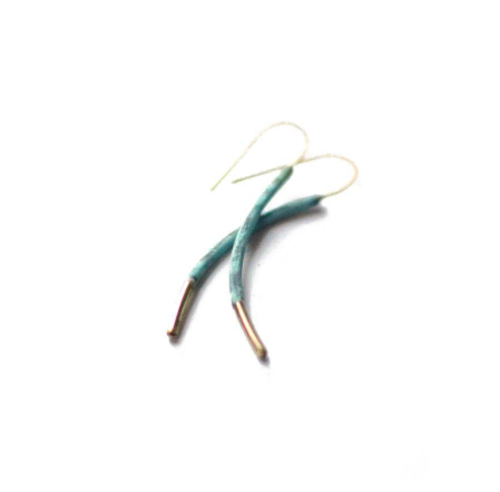 Patina & Gold Tip Dangle Earrings