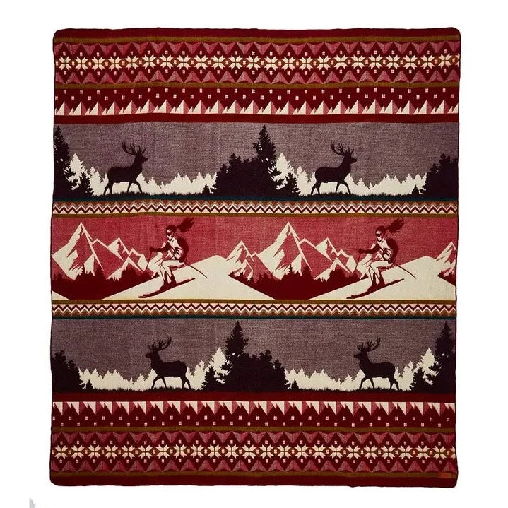 Red Ski Adventure Southwestern Blanket