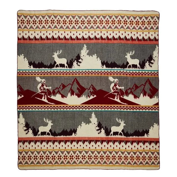 Red Ski Adventure Southwestern Blanket