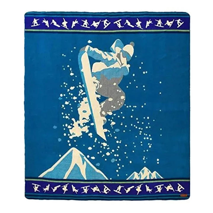 Shredding Snowboarder Southwestern Blanket