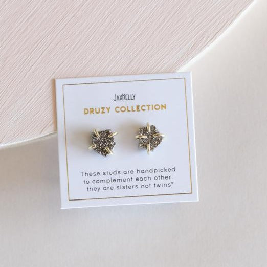Silver Druzy Prong Stud