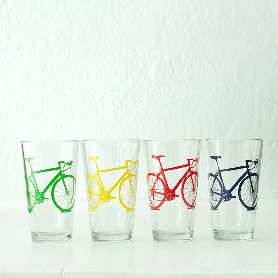 Bike Pint Glasses