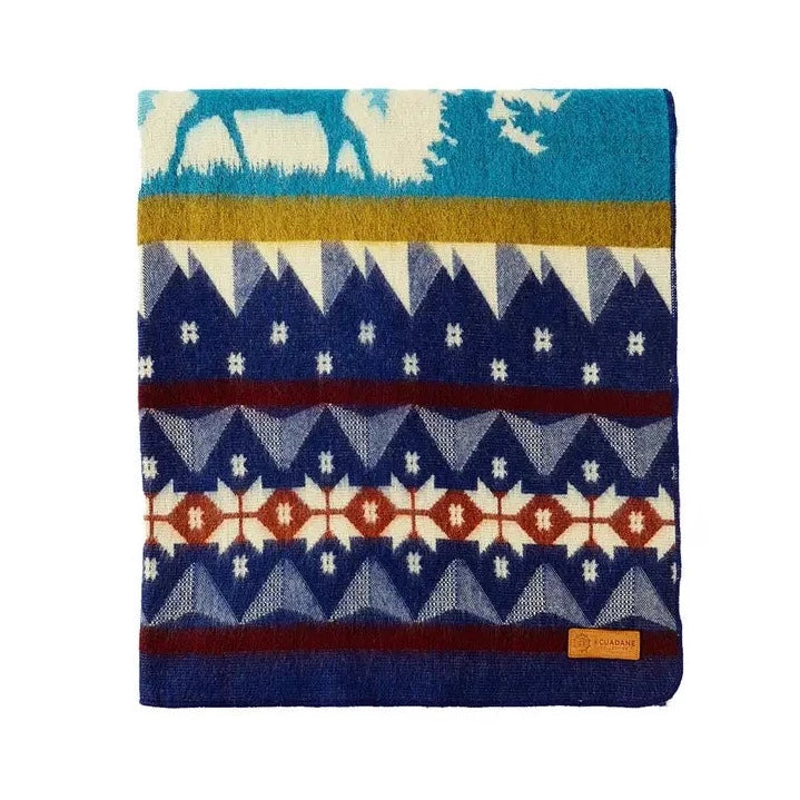 Blue Ski Adventure Southwestern Blanket