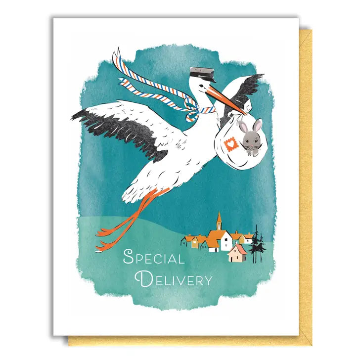 Stork with Baby Card