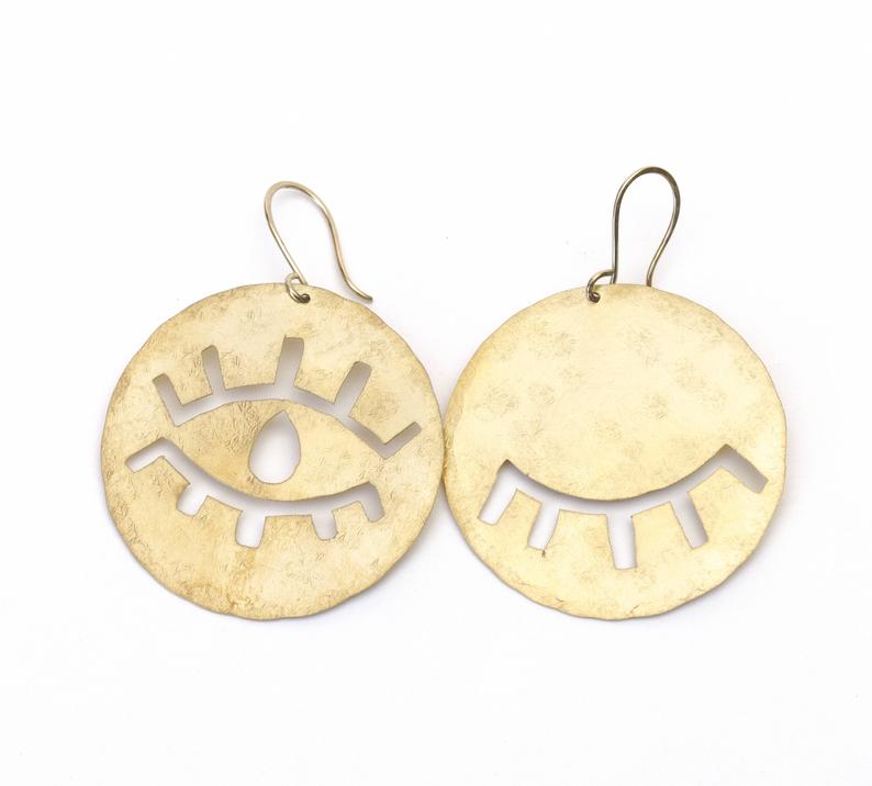 Open Close Eye Earrings