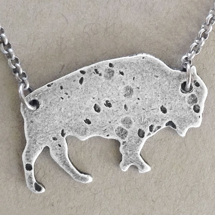 Bison Necklace In Silver