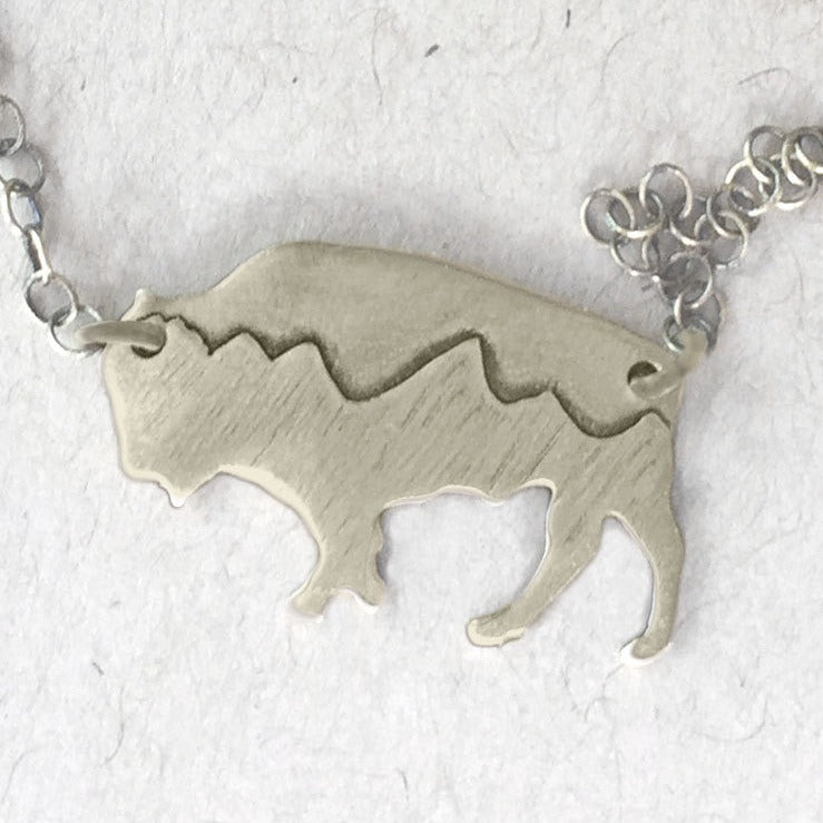 Bison Necklace In Silver