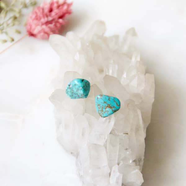 Rough Turquoise Nugget Studs
