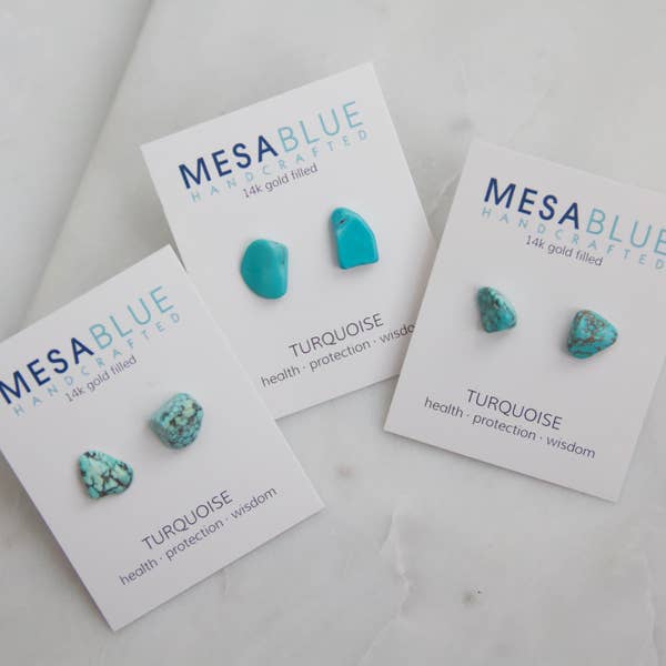 Rough Turquoise Nugget Studs