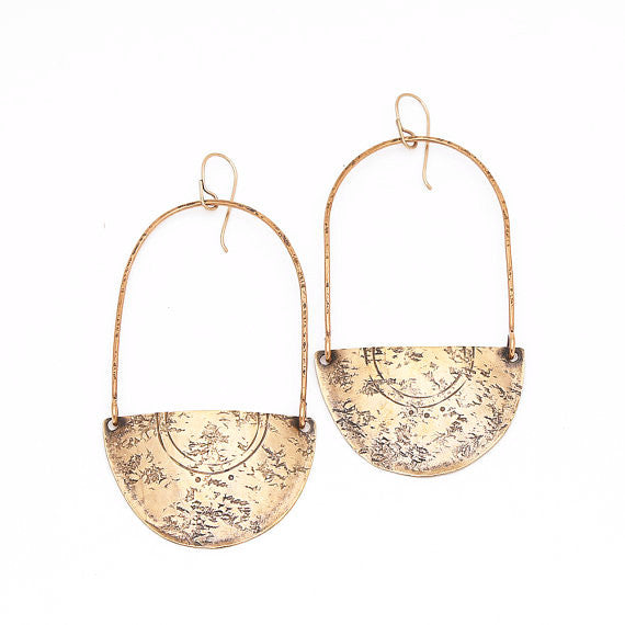 Shield Bearer Earrings - Brass